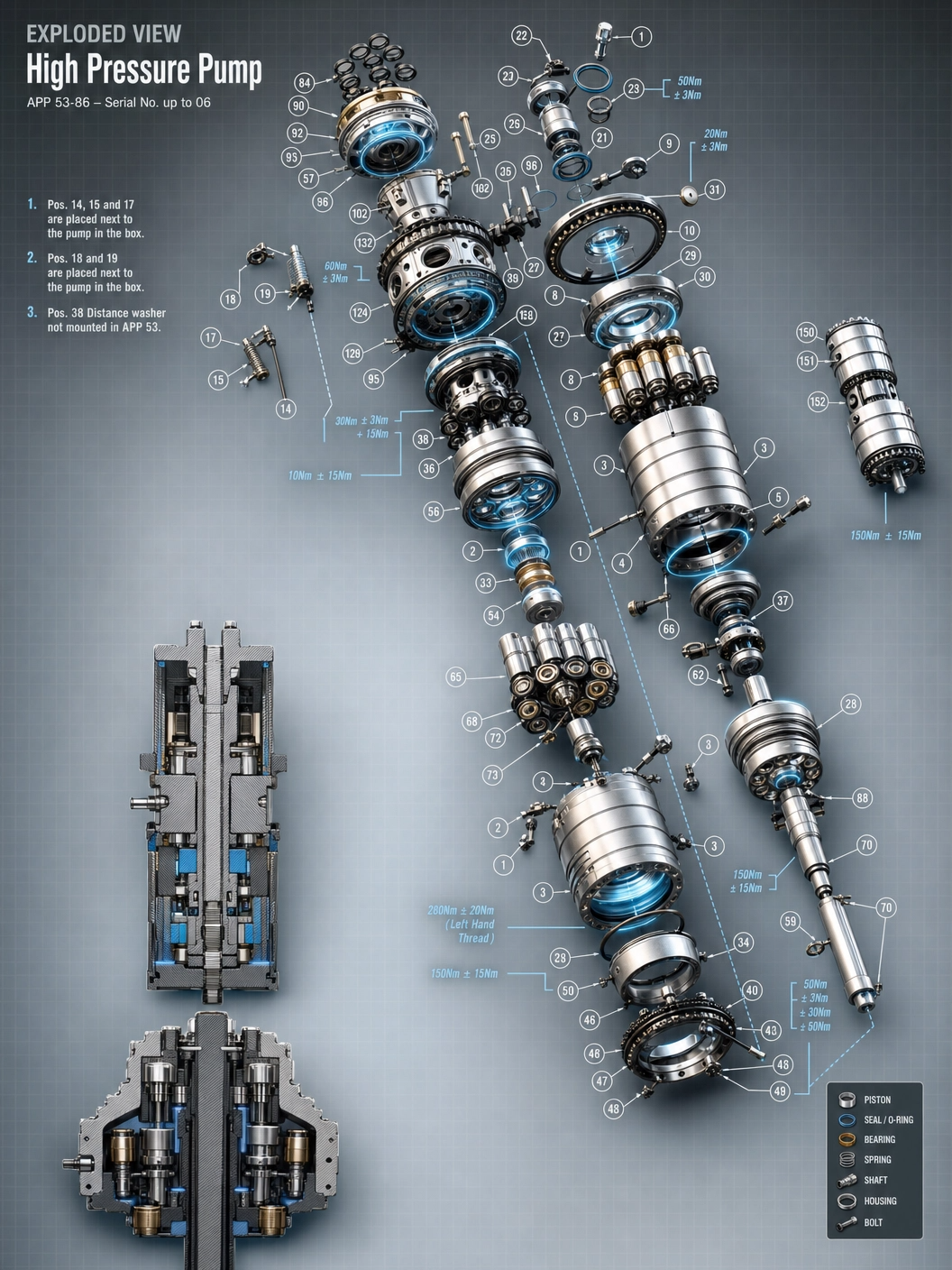 Exploded view kỹ thuật APP 53-86 - parts list Danfoss