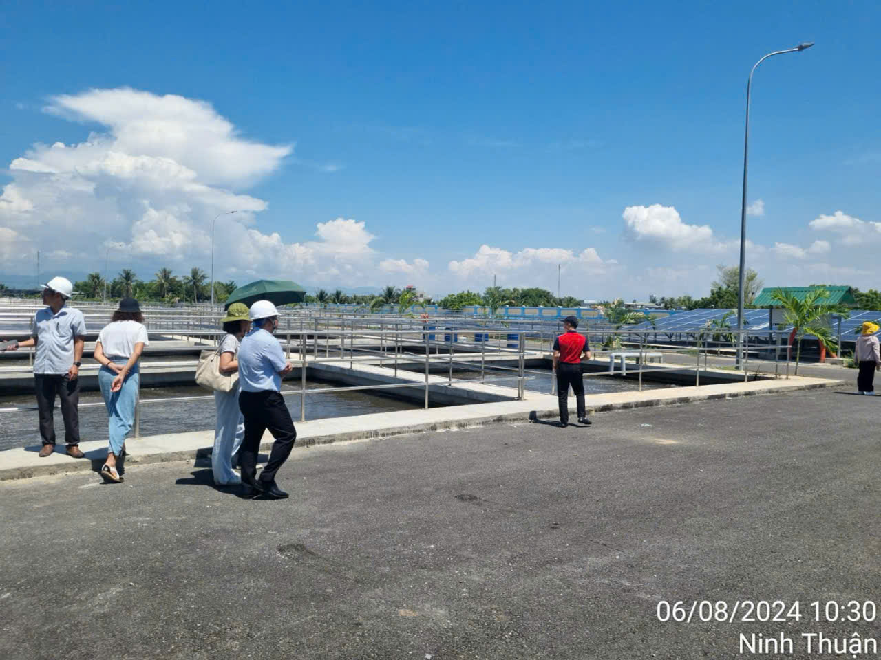 Đoàn tham quan với hệ pin năng lượng mặt trời tại nhà máy